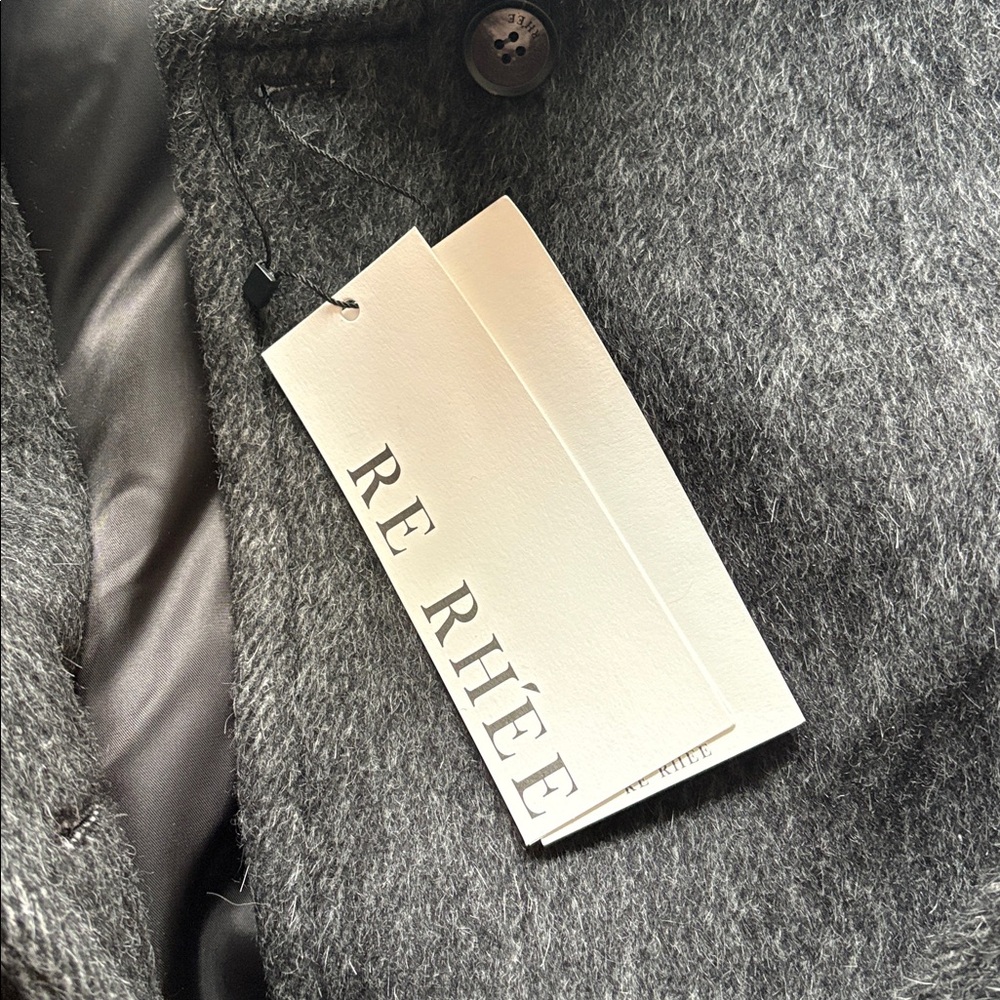 NWT W Concept / RE RHEE Funnel Neck Half Coat in charcoal - Picture 2 of 5